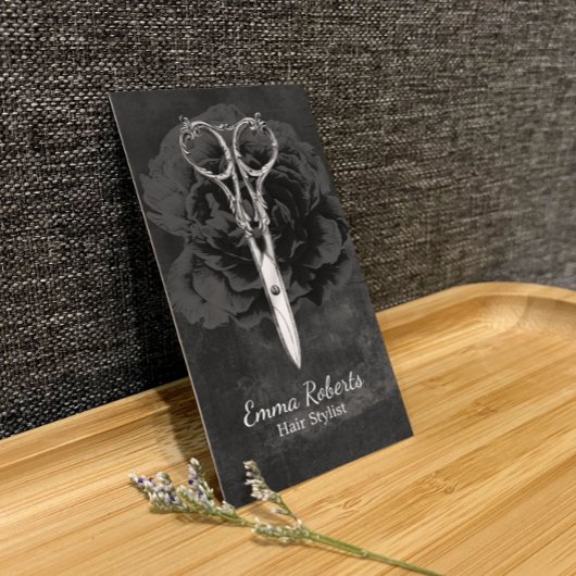 美容師シックシザーダークフローラシャルボード 名刺
