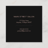 美容師シックバラ金ゴールドシザーコームブラック スクエア名刺 (裏面)
