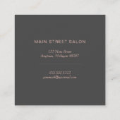 美容師シックバラ金ゴールドシザーズコームグレー スクエア名刺 (裏面)