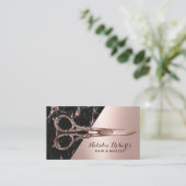 美容師シックバラ金ゴールドマーブル美しいサロン 名刺 (スタンド正面)