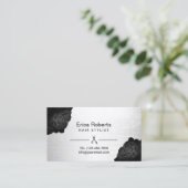 美容師シックブラックフローラシルバーアポイントメント 予約カード (スタンド正面)