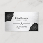 美容師シックブラックフローラシルバーアポイントメント 予約カード (正面)