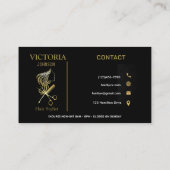 美容師シックブラック&金ゴールド美しいサロン 名刺 (裏面)