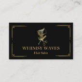 美容師シックブラック&金ゴールド美しいサロン 名刺 (正面)