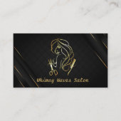 美容師シックブラック&金ゴールド美しいサロン 名刺 (正面)