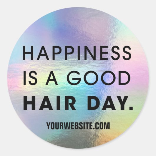 美容師シックモダンタイポグラフィカラフルフォイル ラウンドシール (正面)