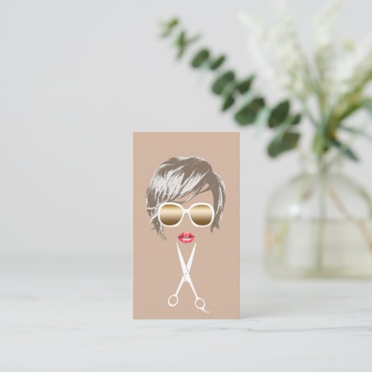 美容師ショートヘアカットガール美しいサロン 名刺 (スタンド正面)