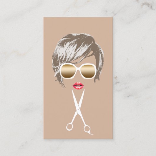 美容師ショートヘアカットガール美しいサロン 名刺 (正面)