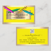 美容師シリンジボトックスB12 QRCodeイエロー金ゴールド 名刺 (正面/裏面)