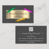 美容師シリンジボトックスB12 QRCodeグレー金ゴールド 名刺 (正面/裏面)