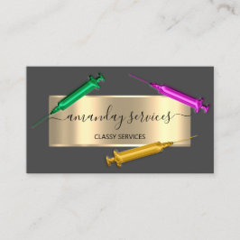 美容師シリンジボトックスB12 QRCodeグレー金ゴールド 名刺