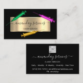 美容師シリンジボトックスB12 QRCodeブラックピンク 名刺 (正面/裏面)