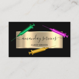 美容師シリンジボトックスB12 QRCodeブラックピンク 名刺