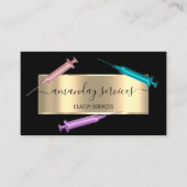 美容師シリンジボトックスB12 QRCodeブラック金ゴールド 名刺 (正面)