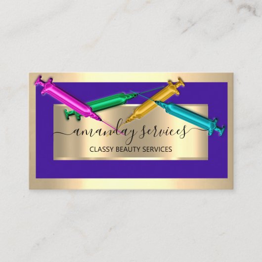 美容師シリンジボトックスB12 QRCodeブルー 名刺 (正面)