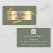 美容師シリンジボトックスB12 QRCodeミント金ゴールド 名刺 (正面/裏面)