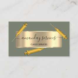 美容師シリンジボトックスB12 QRCodeミント金ゴールド 名刺