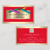 美容師シリンジボトックスB12 QRCodeレッドゴールデン 名刺 (正面/裏面)