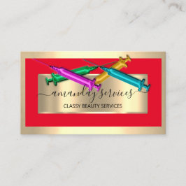 美容師シリンジボトックスB12 QRCodeレッドゴールデン 名刺