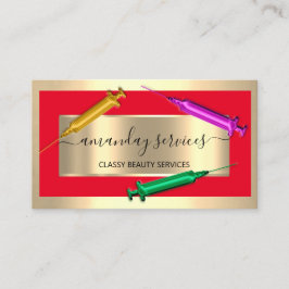 美容師シリンジボトックスB12 QRCode赤金ゴールド 名刺