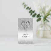 美容師シルバーグリッターシザー&バラ 名刺 (スタンド正面)