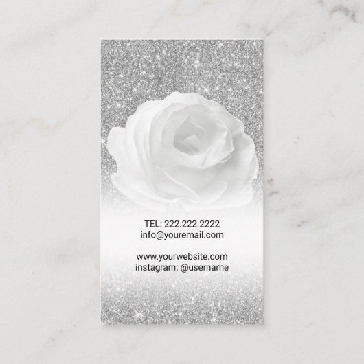 美容師シルバーグリッターシザー&バラ 名刺 (裏面)