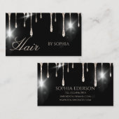 美容師シルバーグリッターブラック美しいサロン 名刺 (正面/裏面)