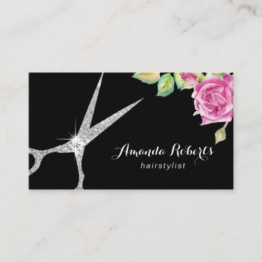 美容師シルバーシザーフラワーエレガントサロン 名刺 (正面)