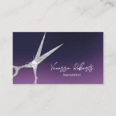 美容師シルバーシザー深いパープルサロン 名刺 (正面)