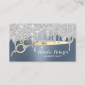 美容師シルバードリップスダスティーブルー美しいサロン 名刺 (正面)