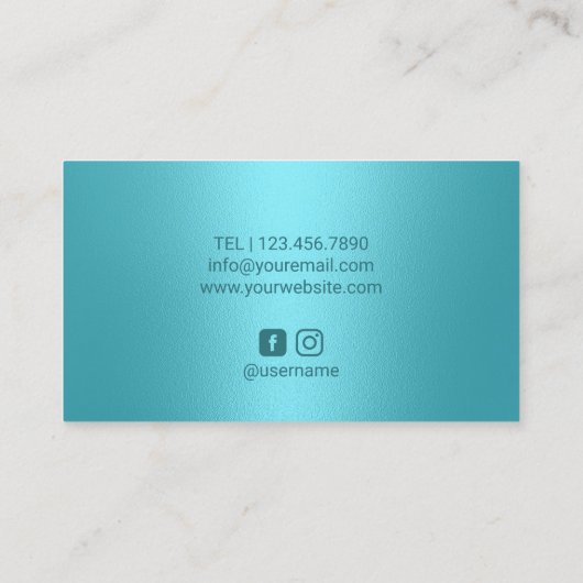 美容師シルバードリップターコイズ美しいサロン 名刺 (裏面)