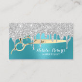 美容師シルバードリップターコイズ美しいサロン 名刺 (正面)