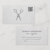 美容師シルバーハサミQRコード 予約カード (正面/裏面)