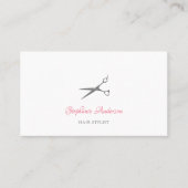 美容師シンプルのピンクのスクリプト付き灰色のはさみ 名刺 (正面)