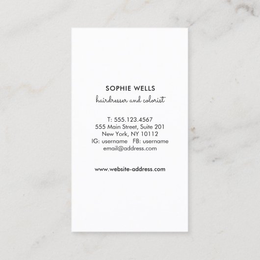 美容師シンプルブロンドヘアカールサロン 名刺 (裏面)