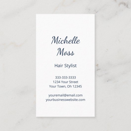 美容師シンプルミニマルはさみネイビーブルー 名刺 (裏面)