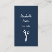 美容師シンプルミニマルはさみネイビーブルー 名刺 (正面)