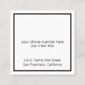 美容師シンプル、ホワイトおよび澄んサロン スクエア名刺 (裏面)