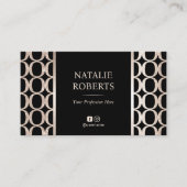 美容師ジオメトリックブラック&金ゴールド美しいサロン 名刺 (正面)