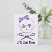 美容師スカル&シザークロスボーン – パープル2 ポストカード (スタンド正面)