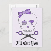 美容師スカル&シザークロスボーン – パープル2 ポストカード (正面/裏面)