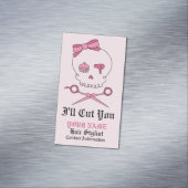 美容師スカル&シザークロスボーン – ピンク6 マグネット名刺 (インサイチュ)