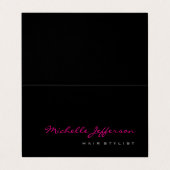 美容師スクリプトグレーピンクトレンディー折り畳み 名刺 (外部フラット)