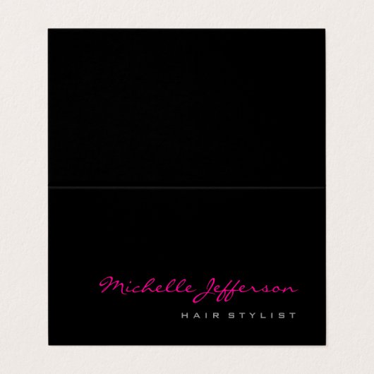 美容師スクリプトグレーピンクトレンディー折り畳み 名刺 (外部フラット)