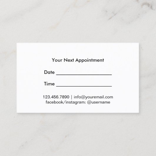 美容師スクリプトシック金ゴールドグリッターアポイントメント 予約カード (裏面)