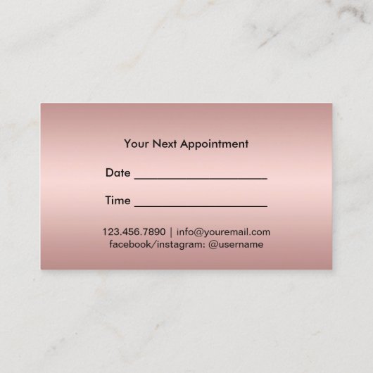 美容師スクリプトフォイルバラ金ゴールドアポイントメント 予約カード (裏面)