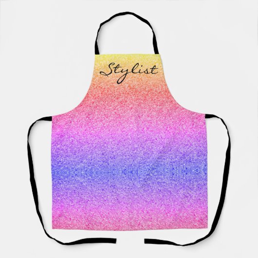 美容師スクリプトレインボーフェイクグリッター エプロン (正面)