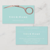 美容師スタイリストはさみバラモダンアクアミント 名刺 (正面/裏面)