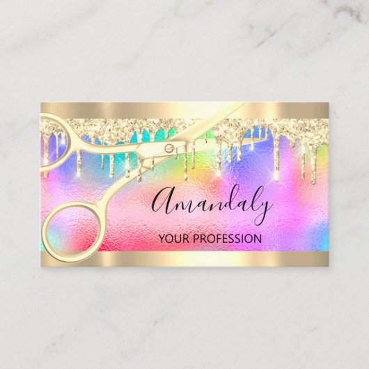 美容師スタイリストコイフールはさみ自筆証書 名刺 (正面)