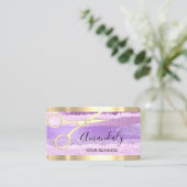 美容師スタイリストコイフールはさみ金ゴールド紫 名刺 (スタンド正面)